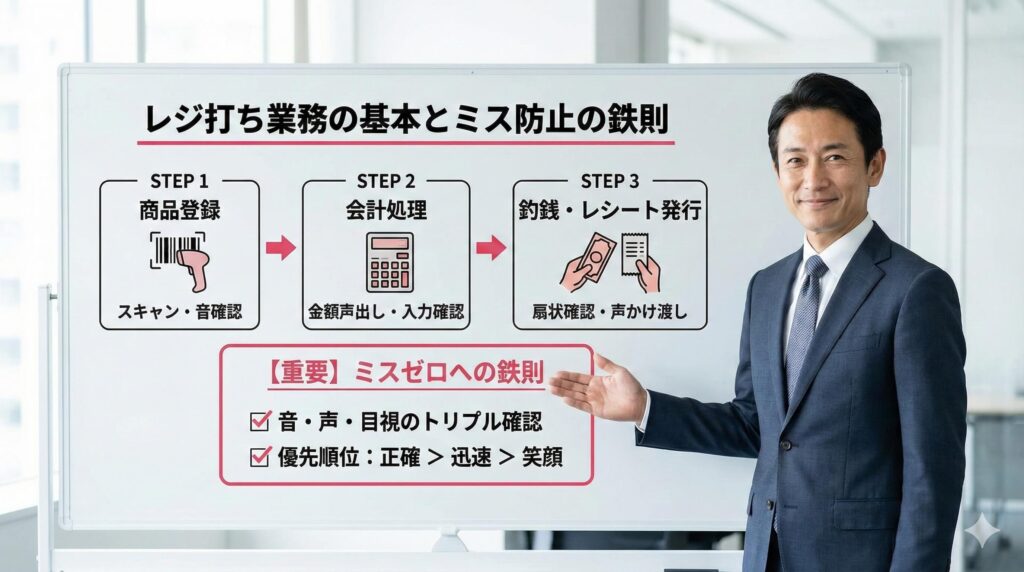 レジ打ち業務の基本とミス防止の鉄則