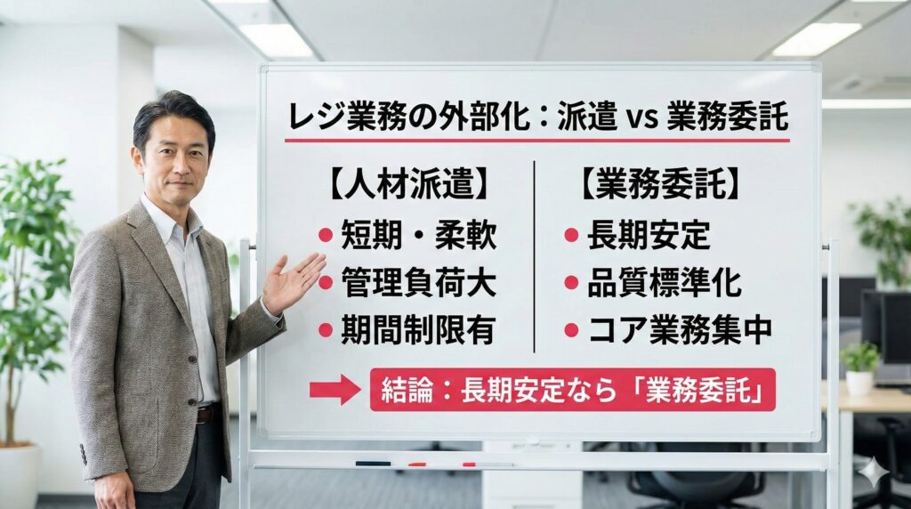 レジ業務の外部化：派遣VS業務委託