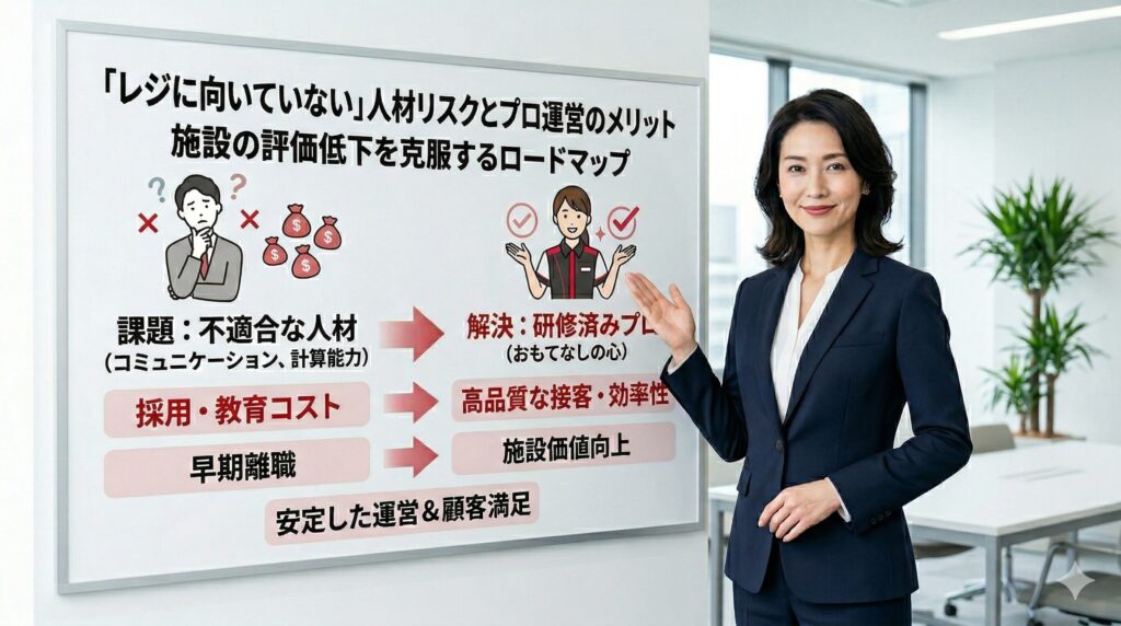 「レジに向いていない」が招く施設の評価低下…自社採用のリスクとプロに任せるメリット