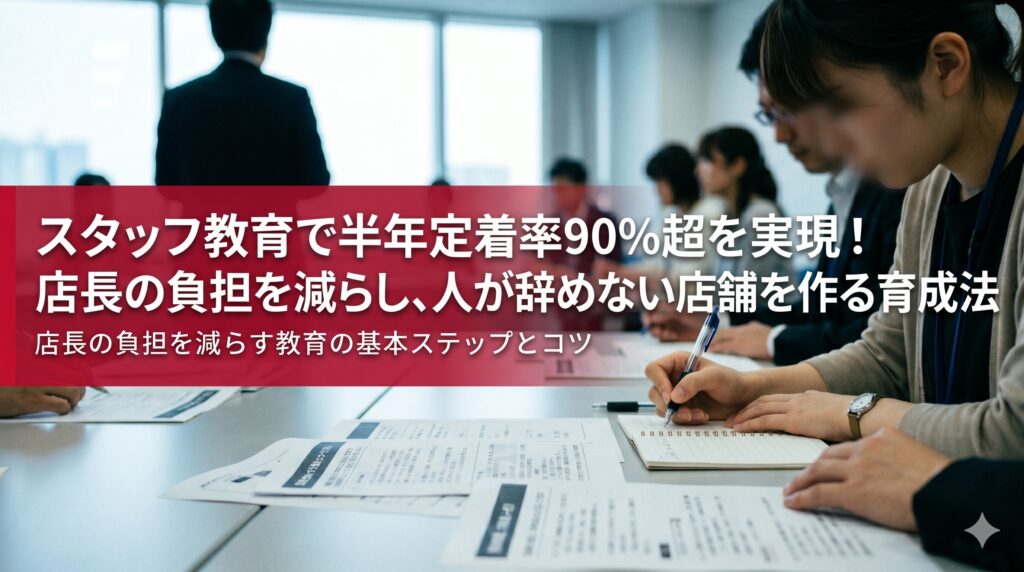 スタッフ教育で半年定着率90%超を実現！店長の負担を減らし、人が辞めない店舗を作る育成法