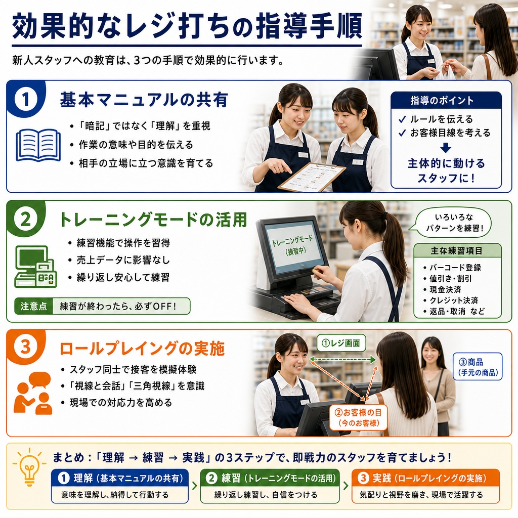 効果的なレジ打ちの指導手順