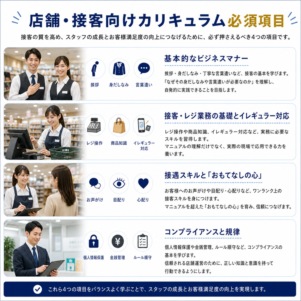 店舗・接客向けカリキュラム必須項目