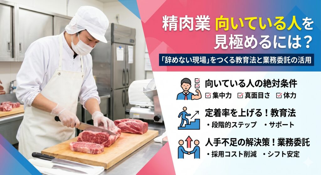 精肉業 向いている人を見極めるには？「辞めない現場」をつくる教育法と業務委託の活用