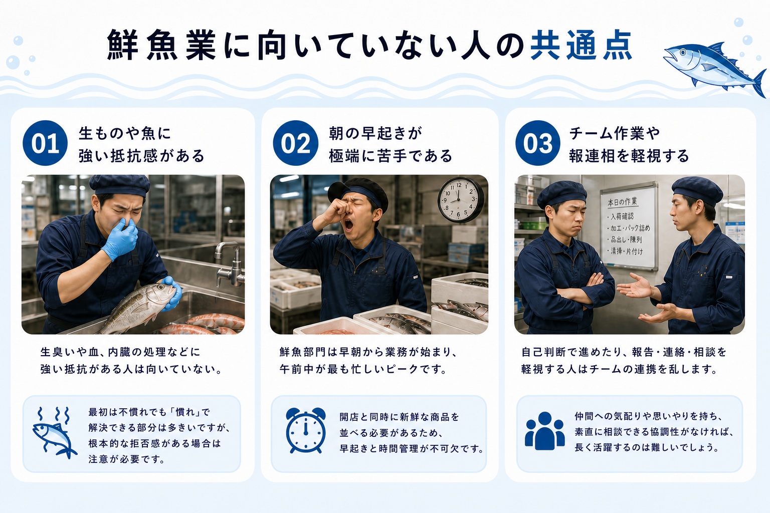 鮮魚業に向いていない人の共通点の画像