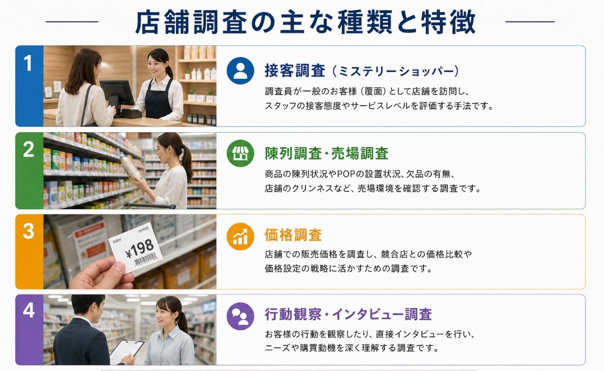 店舗調査の主な種類と特徴