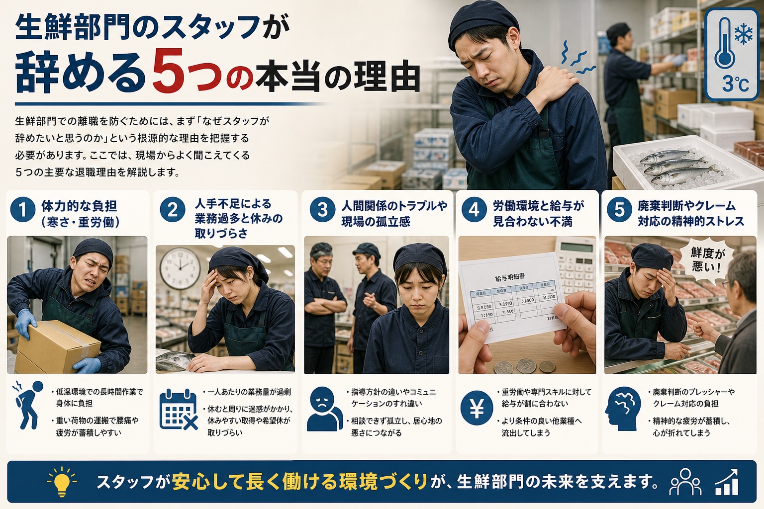 生鮮部門のスタッフが辞める5つの本当の理由
