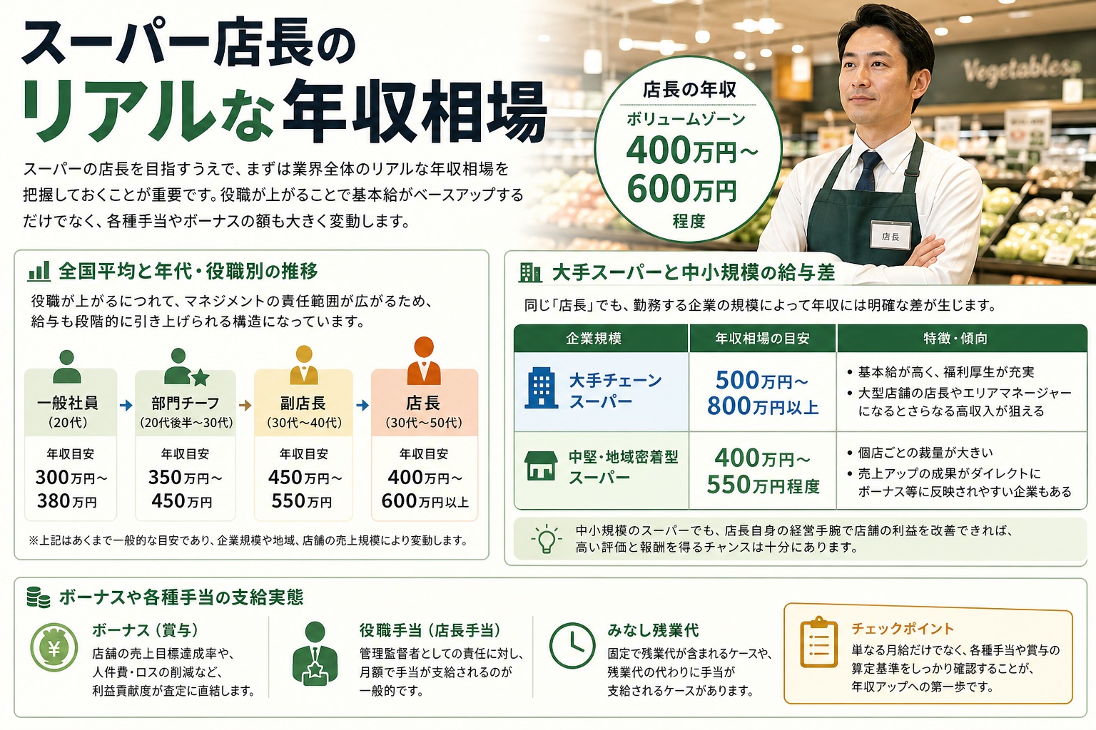 スーパー店長のリアルな年収相場