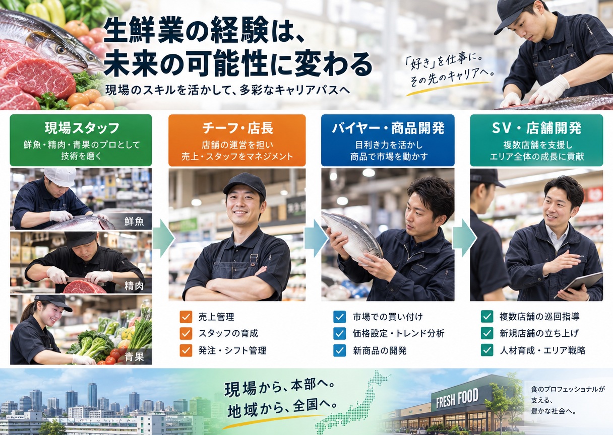 生鮮業におけるキャリアパスの全体像